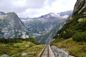 funicular in the mountains of switzerland