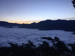 mountains in the clouds over alishan