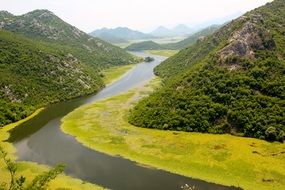 panorama of the river in the picturesque valley of montenegro
