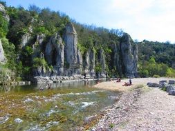 river in Ardeche gorge on a sunny day