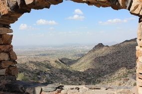 desert landscape through a fortress window in Arizona