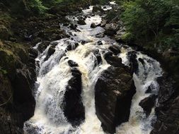 Waterfall in Scotland forest scene