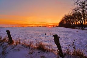 magic beauty Snow sunset