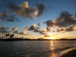 landscape of sunset over Sea horizon