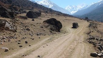 desert path in Nepal Mountains