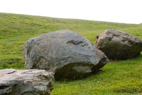 Boulders Rocks on green grass