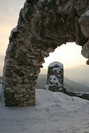 Stone Snowy ruines winter season