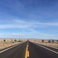 highway with color markings in the desert