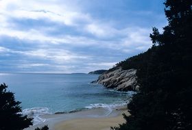 cloudy sky over the rocky coast in Acadia National Park