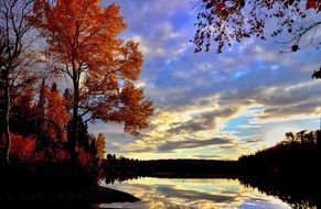 peaceful Autumn Landscape on the river