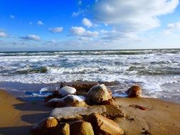 Stones on a sand beach