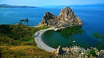 landscape of scenic shore of Lake Baikal
