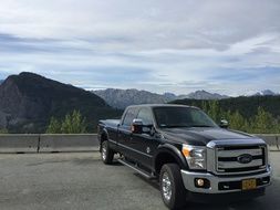 black car stands on the road