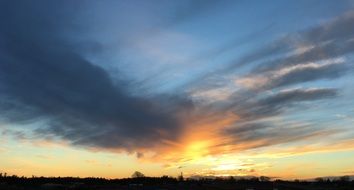 Landscape with the sunset in Denmark in the evening