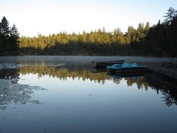 Beautiful, colorful and Peaceful mood on the lake in morning near Victoria, British Columbia in Canada