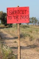 signpost on the way to the beach