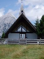 chapel in the beautiful mountains on a sunny day