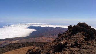 Mountain summit at Blue sky above clouds