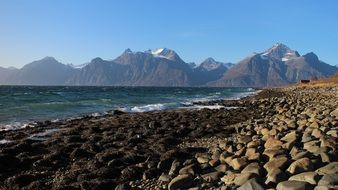 Landscape of the Arctic Mountains on a sunny day