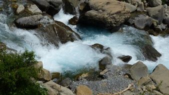 seething mountain stream among the big stones