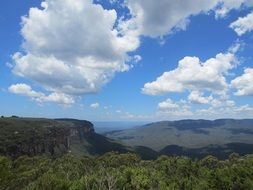 Landscape of blue mountains