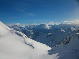 landscape of the snowy alps