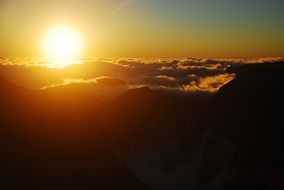 Sunset on the mountains in Madeira