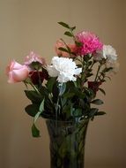 carnations and roses in vase, Bouquet