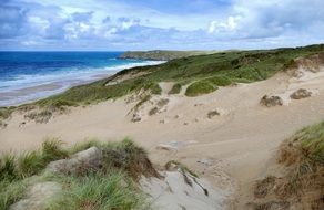 Great sand seashore panorama