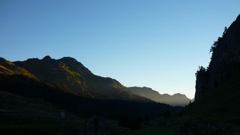 sunrise over the mountains in france