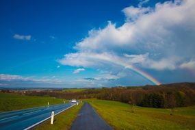 bright Rainbow in rural Landscape, austria