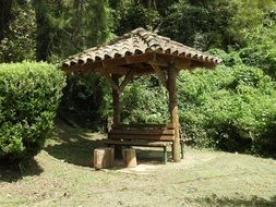 wooden arbor in the park