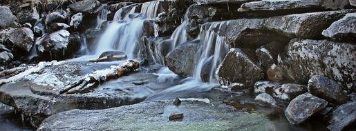 Waterfall on a stone wall