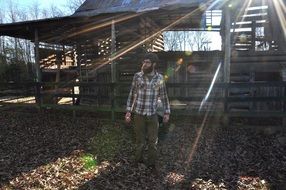 sunlight through an old wooden barn