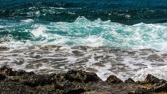 turquoise powerful ocean waves