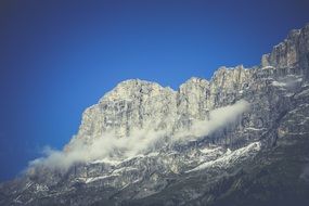 haze in the mountains of switzerland on a sunny day