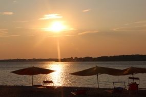 Tropical landscape of the sunset on the resort