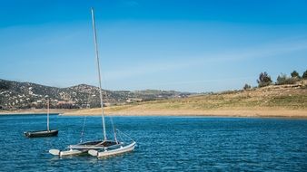 boats on the lake on a sunny day