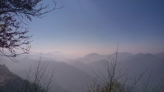 fog over the peaks of the mountains in Chiayi