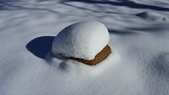 snow like a hat on a stone