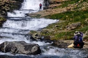 walk along the waterfall