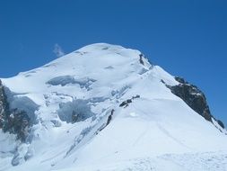 snow covered mont blanc in the western alps