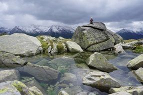 water stone boulders