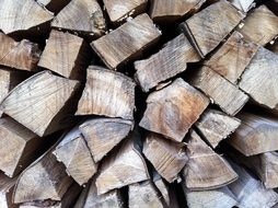 evenly stacked firewood close-up