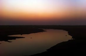 aerial view of river in the evening