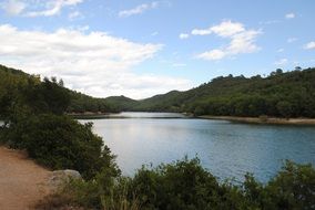 lake among beautiful nature in carcÃ¨s in france