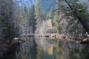 panoramic view of a lake in a forest in california