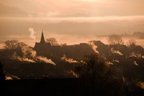 winter Sunrise in old village