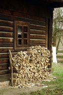 Picture of Wood logs in old cottage