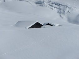 Beautiful white snowy village Les Contamines-Montjoie in France